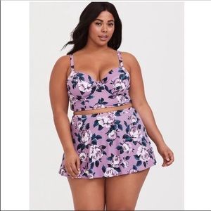 Torrid Purple Floral Print Swim Top Size 2R